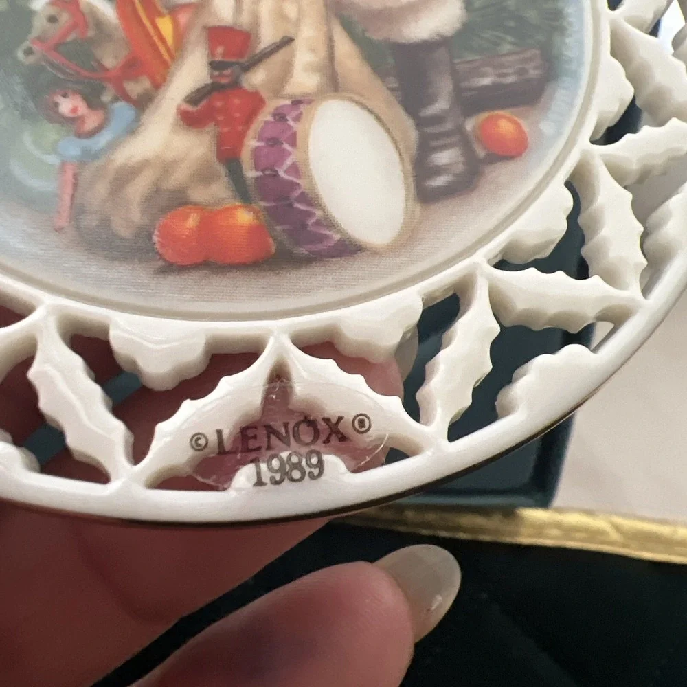LENOX 1989 Santa's Visit Christmas China Ornament from SANTA'S PORTRAIT Series
